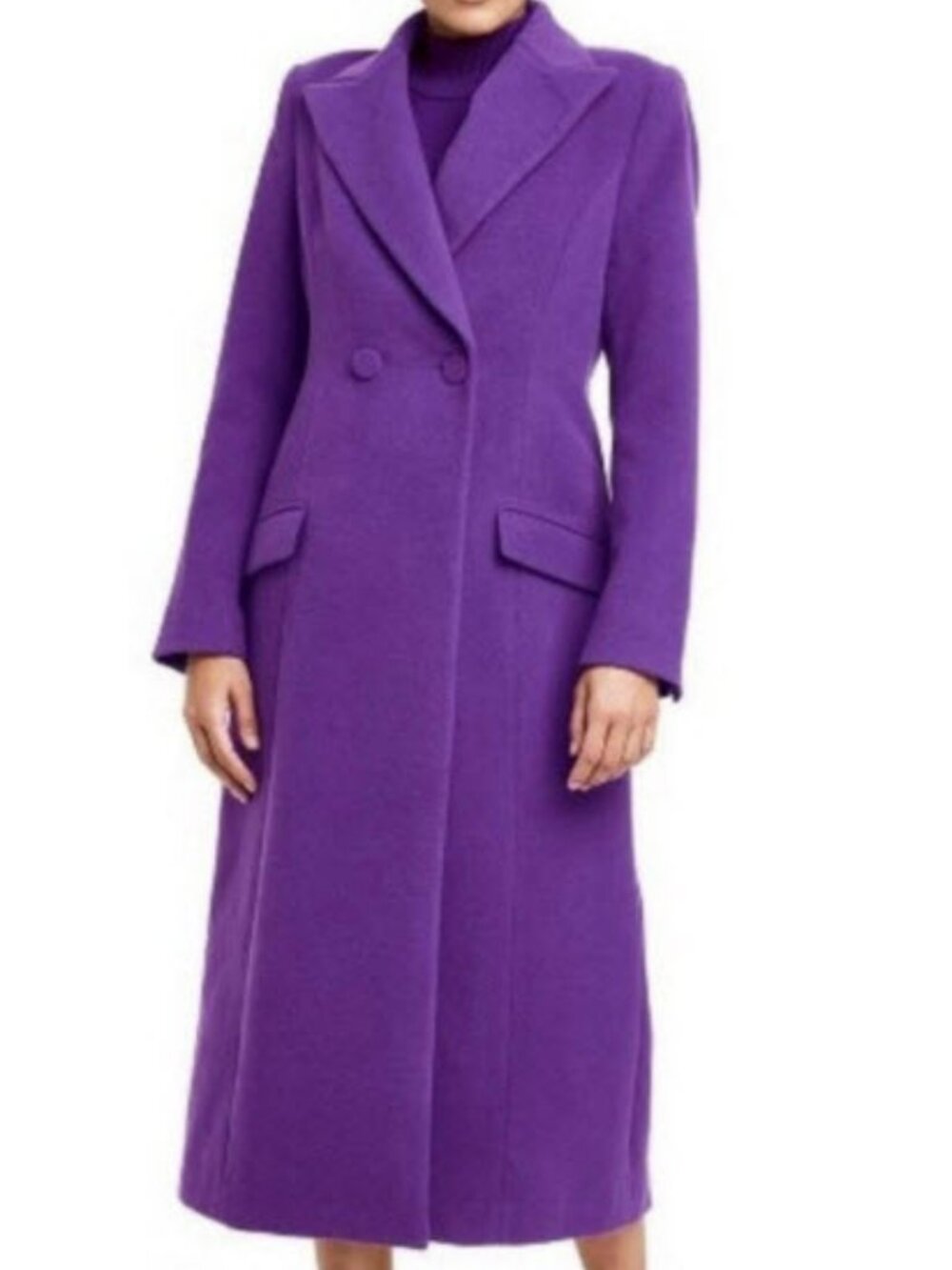 Sergio Hudson for Target Purple Long Double-Breasted Coat Size Large